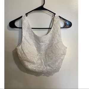 4 for $12 White lace sequin crop top
